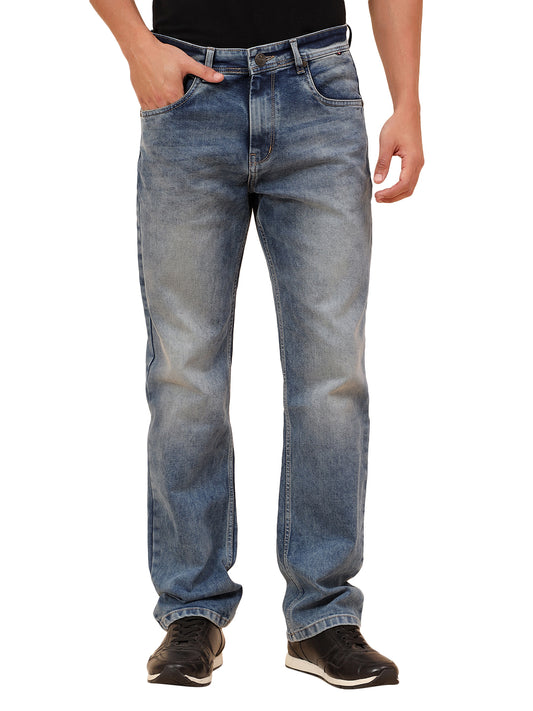 Denim Jeans for Men l Breathable & Soft with Color Fastness Straight Fit Cotton Blend Fabric Solid Pattern Button Closure