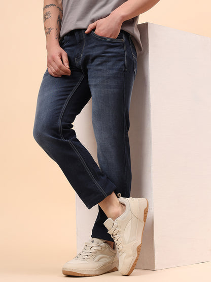 Denim Jeans for Men l Breathable & Soft with Color Fastness Slim Fit Cotton Fabric Solid Pattern Button Closure