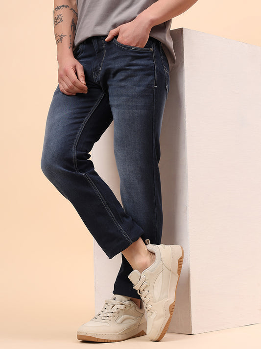 Denim Jeans for Men l Breathable & Soft with Color Fastness Slim Fit Cotton Fabric Solid Pattern Button Closure