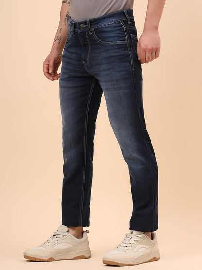 Denim Jeans for Men l Breathable & Soft with Color Fastness Slim Fit Cotton Fabric Solid Pattern Button Closure