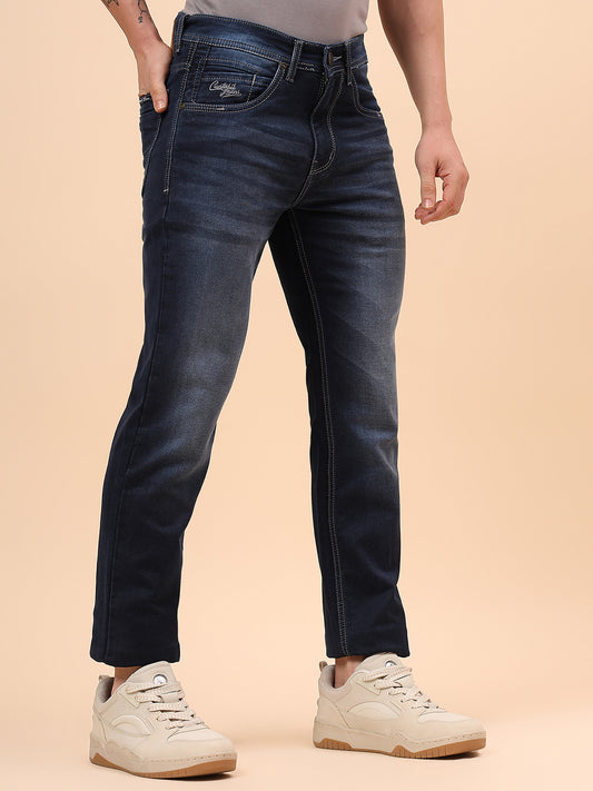 Denim Jeans for Men l Breathable & Soft with Color Fastness Slim Fit Cotton Fabric Solid Pattern Button Closure
