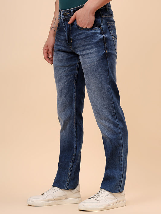 Denim Jeans for Men l Breathable & Soft with Color Fastness Slim Fit Cotton Fabric Solid Pattern Button Closure