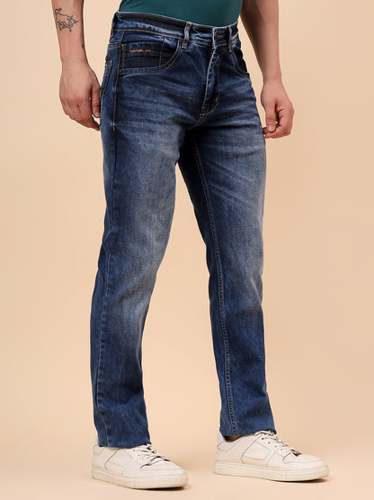 Denim Jeans for Men l Breathable & Soft with Color Fastness Slim Fit Cotton Fabric Solid Pattern Button Closure