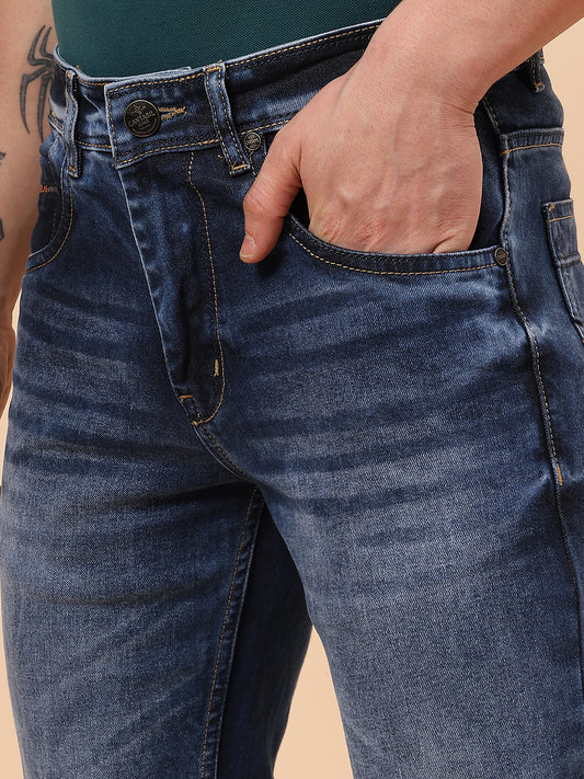 Denim Jeans for Men l Breathable & Soft with Color Fastness Slim Fit Cotton Fabric Solid Pattern Button Closure