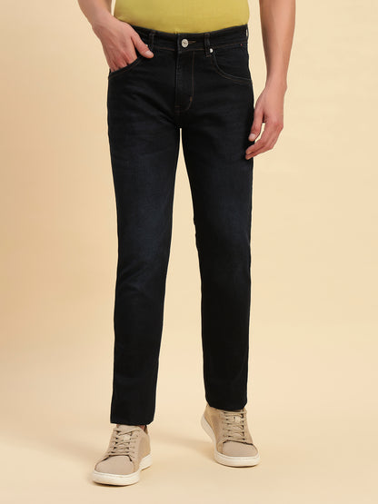 Denim Jeans for Men l Breathable & Soft with Color Fastness Slim Fit Cotton Fabric Solid Pattern Button Closure