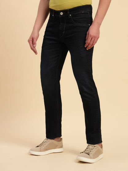 Denim Jeans for Men l Breathable & Soft with Color Fastness Slim Fit Cotton Fabric Solid Pattern Button Closure