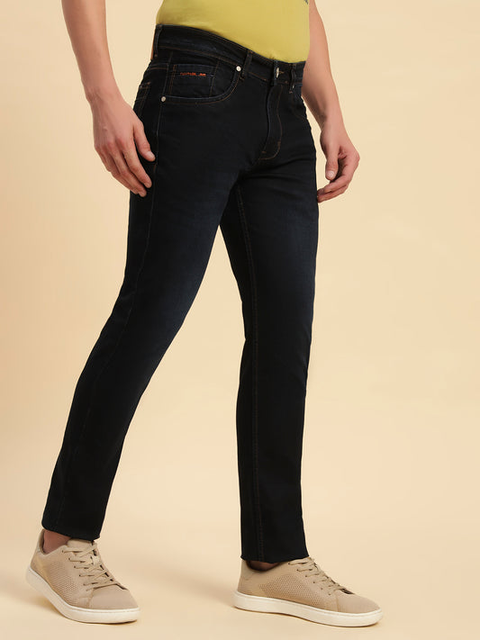 Denim Jeans for Men l Breathable & Soft with Color Fastness Slim Fit Cotton Fabric Solid Pattern Button Closure