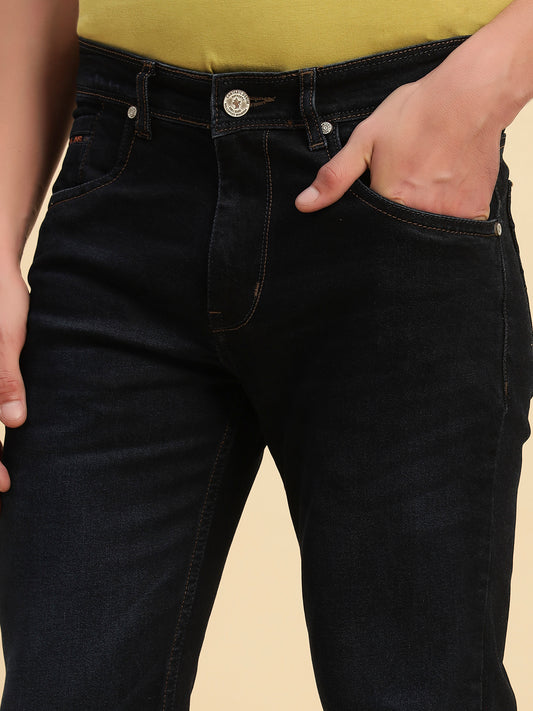 Denim Jeans for Men l Breathable & Soft with Color Fastness Slim Fit Cotton Fabric Solid Pattern Button Closure