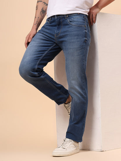 Denim Jeans for Men l Breathable & Soft with Color Fastness Slim Fit Cotton Fabric Solid Pattern Button Closure