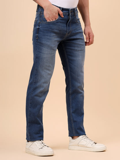 Denim Jeans for Men l Breathable & Soft with Color Fastness Slim Fit Cotton Fabric Solid Pattern Button Closure