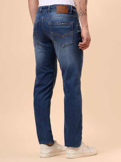 Denim Jeans for Men l Breathable & Soft with Color Fastness Slim Fit Cotton Fabric Solid Pattern Button Closure