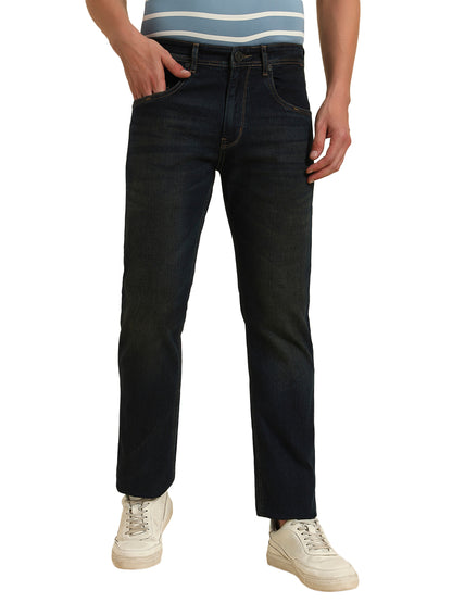 Denim Jeans for Men l Breathable & Soft with Color Fastness Straight Fit Cotton Fabric Solid Pattern Button Closure