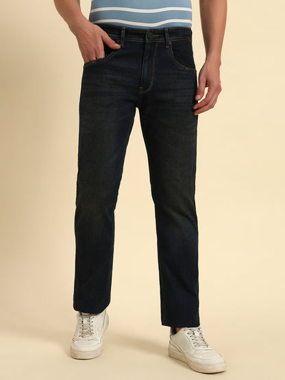 Denim Jeans for Men l Breathable & Soft with Color Fastness Straight Fit Cotton Fabric Solid Pattern Button Closure