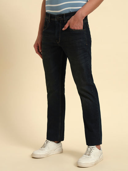 Denim Jeans for Men l Breathable & Soft with Color Fastness Straight Fit Cotton Fabric Solid Pattern Button Closure