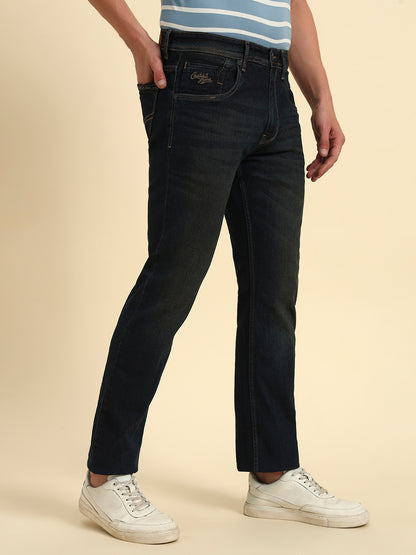 Denim Jeans for Men l Breathable & Soft with Color Fastness Straight Fit Cotton Fabric Solid Pattern Button Closure
