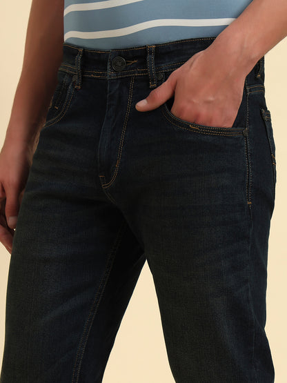 Denim Jeans for Men l Breathable & Soft with Color Fastness Straight Fit Cotton Fabric Solid Pattern Button Closure