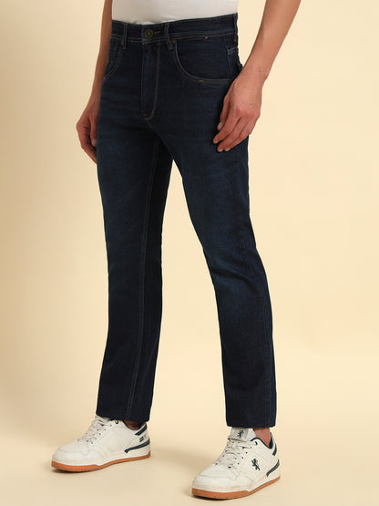 Denim Jeans for Men l Breathable & Soft with Color Fastness Straight Fit Cotton Fabric Solid Pattern Button Closure