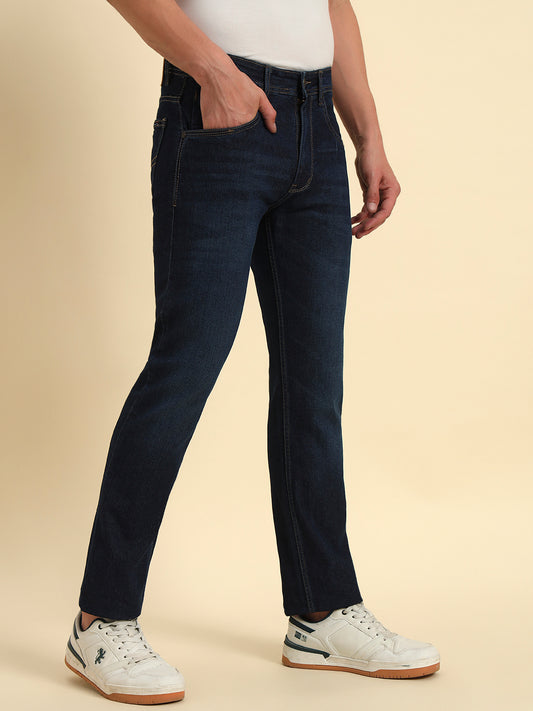 Denim Jeans for Men l Breathable & Soft with Color Fastness Straight Fit Cotton Fabric Solid Pattern Button Closure