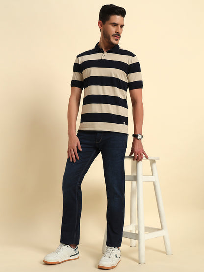 Denim Jeans for Men l Breathable & Soft with Color Fastness Straight Fit Cotton Fabric Solid Pattern Button Closure