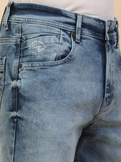 Denim Jeans for Men | Breathable & Soft with Color Fastness Straight Fit Poly Cotton Fabric Solid Pattern Button Closure