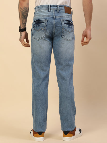 Denim Jeans for Men | Breathable & Soft with Color Fastness Straight Fit Poly Cotton Fabric Solid Pattern Button Closure
