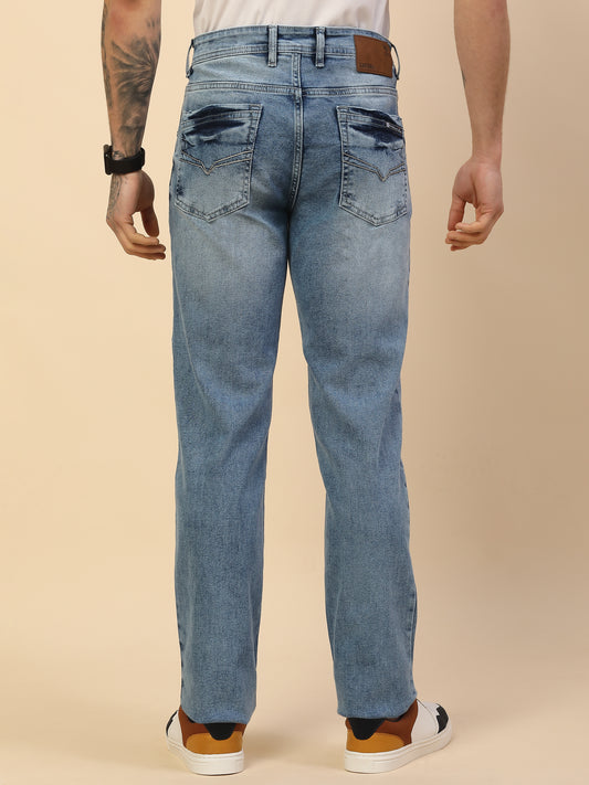 Denim Jeans for Men | Breathable & Soft with Color Fastness Straight Fit Poly Cotton Fabric Solid Pattern Button Closure