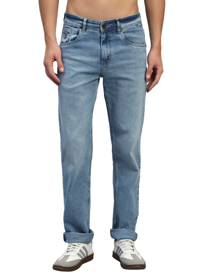 Denim Jeans for Men l Breathable & Soft with Color Fastness Straight Fit Cotton Fabric Solid Pattern Button Closure
