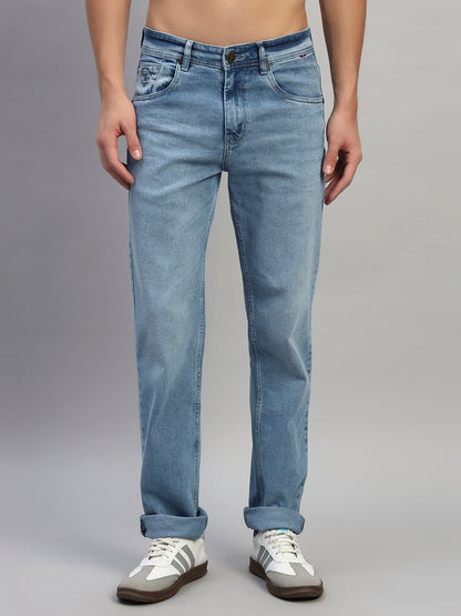 Denim Jeans for Men l Breathable & Soft with Color Fastness Straight Fit Cotton Fabric Solid Pattern Button Closure