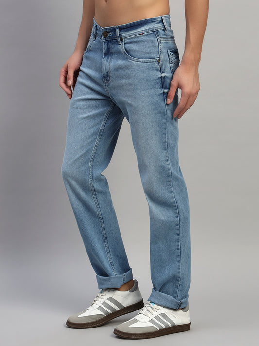 Denim Jeans for Men l Breathable & Soft with Color Fastness Straight Fit Cotton Fabric Solid Pattern Button Closure