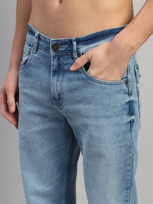 Denim Jeans for Men l Breathable & Soft with Color Fastness Straight Fit Cotton Fabric Solid Pattern Button Closure