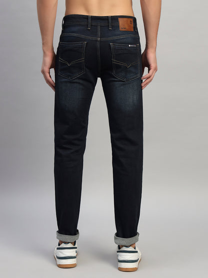 Denim Jeans for Men l Breathable & Soft with Color Fastness Ultra Narrow Fit Cotton Fabric Solid Pattern Button Closure