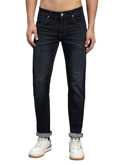 Denim Jeans for Men l Breathable & Soft with Color Fastness Ultra Narrow Fit Cotton Fabric Solid Pattern Button Closure