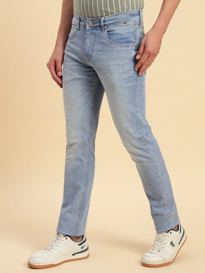 Denim Jeans for Men l Breathable & Soft with Color Fastness Slim Fit Cotton Fabric Solid Pattern Button Closure