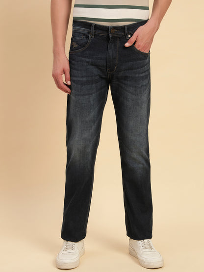 Denim Jeans for Men l Breathable & Soft with Color Fastness Straight Fit Cotton Fabric Solid Pattern Button Closure