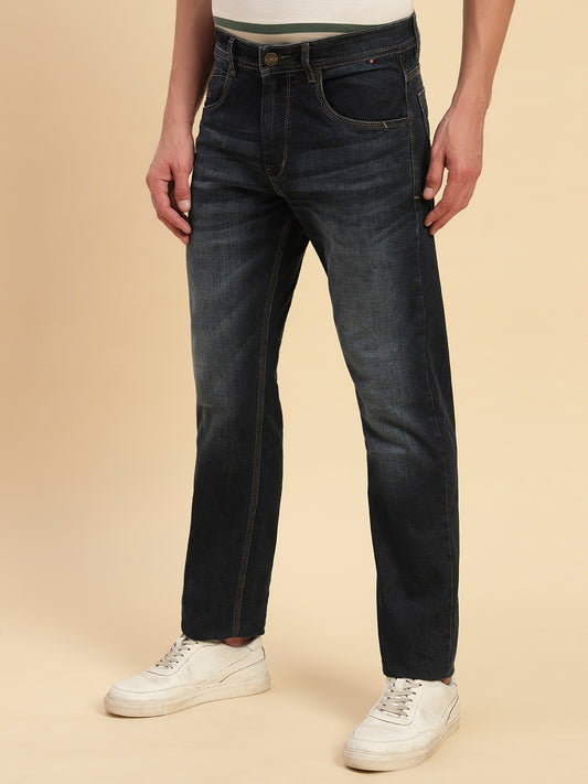 Denim Jeans for Men l Breathable & Soft with Color Fastness Straight Fit Cotton Fabric Solid Pattern Button Closure