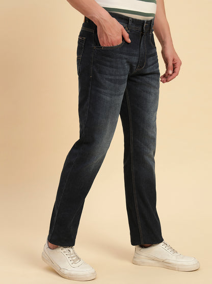 Denim Jeans for Men l Breathable & Soft with Color Fastness Straight Fit Cotton Fabric Solid Pattern Button Closure