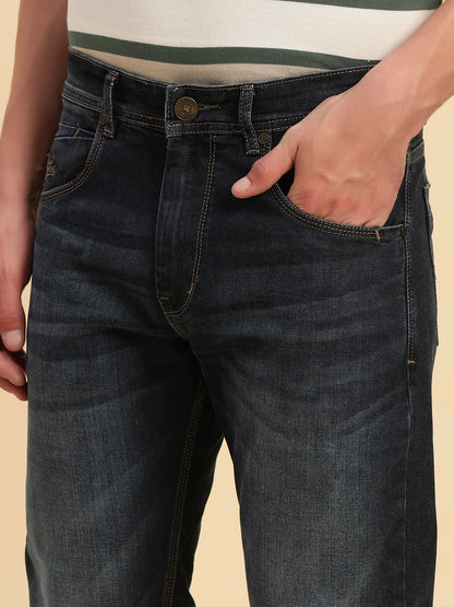 Denim Jeans for Men l Breathable & Soft with Color Fastness Straight Fit Cotton Fabric Solid Pattern Button Closure