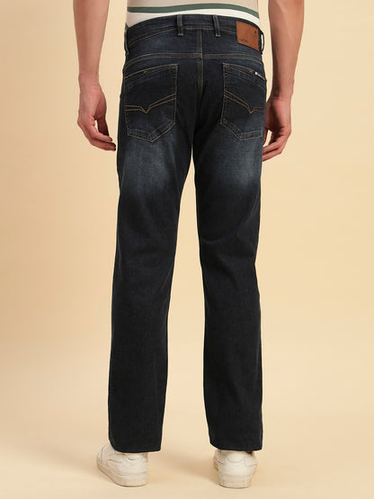 Denim Jeans for Men l Breathable & Soft with Color Fastness Straight Fit Cotton Fabric Solid Pattern Button Closure