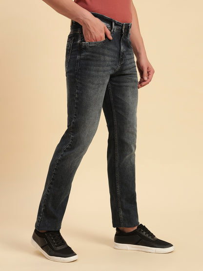 Denim Jeans for Men l Breathable & Soft with Color Fastness Straight Fit Cotton Fabric Solid Pattern Button Closure