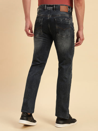 Denim Jeans for Men l Breathable & Soft with Color Fastness Straight Fit Cotton Fabric Solid Pattern Button Closure