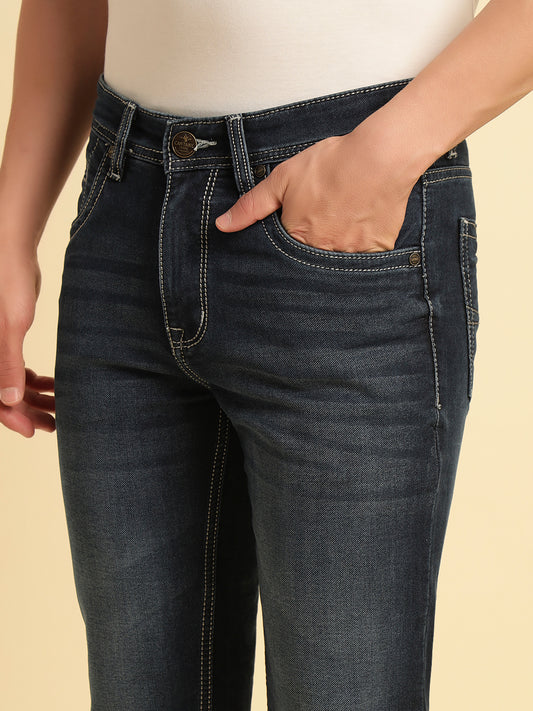Denim Jeans for Men | Breathable & Soft with Color Fastness Slim Fit Cotton Fabric Solid Pattern Button Closure