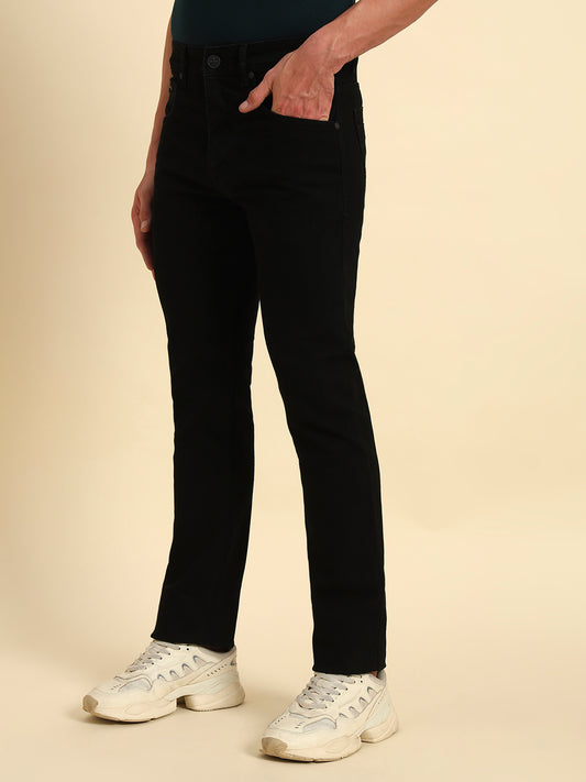 Denim Jeans for Men l Breathable & Soft with Color Fastness Straight Fit Cotton Fabric Solid Pattern Button Closure