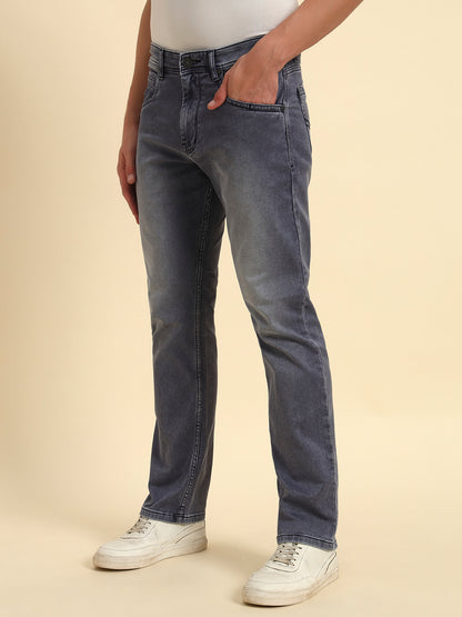 Denim Jeans for Men l Breathable & Soft with Color Fastness Straight Fit Cotton Fabric Solid Pattern Button Closure