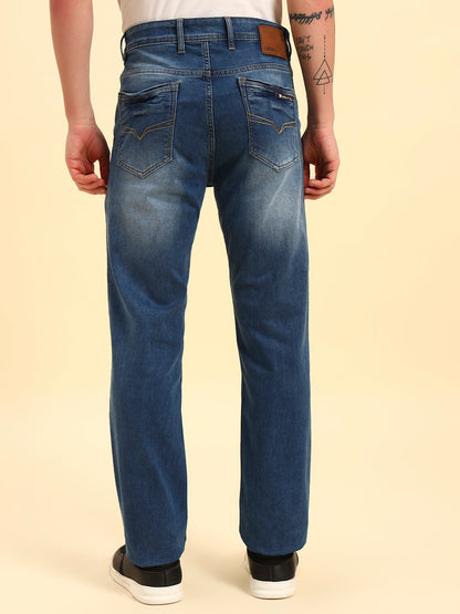 Denim Jeans for Men | Breathable & Soft with Color Fastness Straight Fit Cotton Fabric Solid Pattern Button Closure