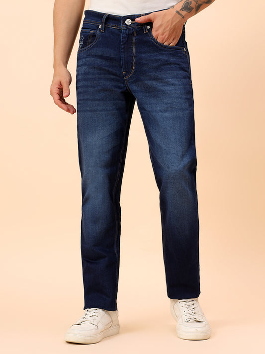 Denim Jeans for Men l Breathable & Soft with Color Fastness Straight Fit Cotton Blend Fabric Solid Pattern Button Closure