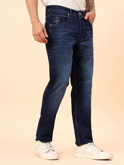 Denim Jeans for Men l Breathable & Soft with Color Fastness Straight Fit Cotton Blend Fabric Solid Pattern Button Closure