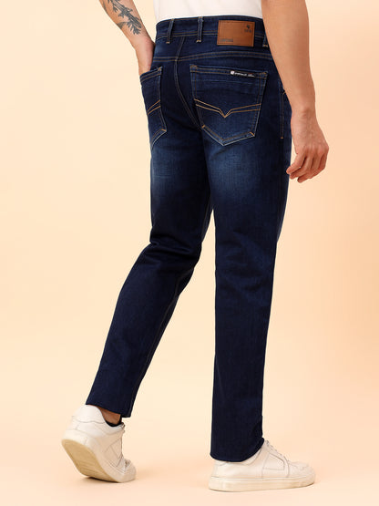 Denim Jeans for Men l Breathable & Soft with Color Fastness Straight Fit Cotton Blend Fabric Solid Pattern Button Closure
