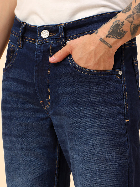 Denim Jeans for Men l Breathable & Soft with Color Fastness Straight Fit Cotton Blend Fabric Solid Pattern Button Closure