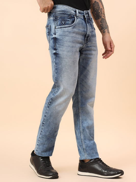 Denim Jeans for Men l Breathable & Soft with Color Fastness Straight Fit Cotton Blend Fabric Solid Pattern Button Closure