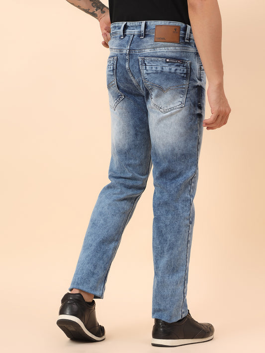 Denim Jeans for Men l Breathable & Soft with Color Fastness Straight Fit Cotton Blend Fabric Solid Pattern Button Closure